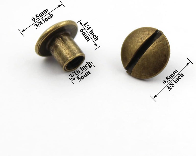 ALLOYPRO 36 Pcs Bronze Round Metal Chicago Binding Screws Assorted Kit Nail Rivet Chicago Button DIY Leather Decoration Bookbinding Round Flat Head Stud Screw M5x6mm - Image 2